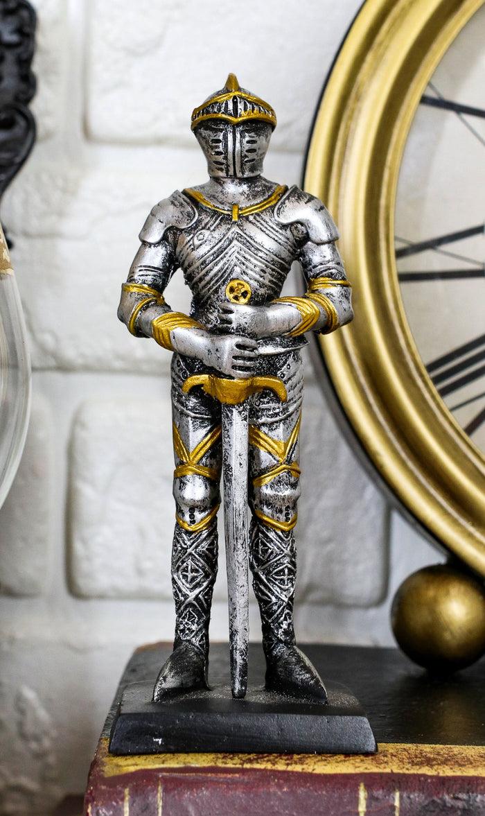 ebros gift Ebros Medieval Knight Suit Of Armor Figurine Elite Swordsman Miniature 4"H