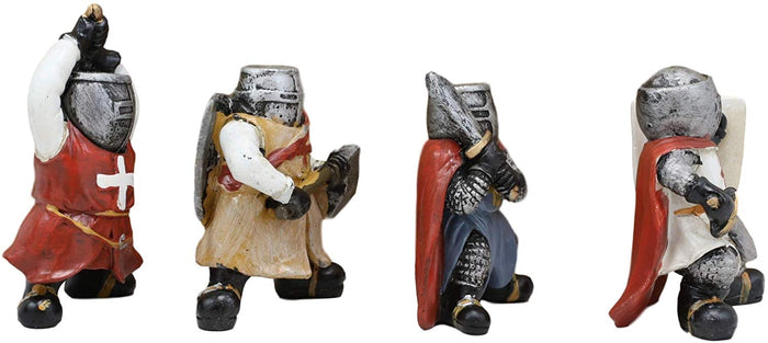 Ebros Gift Ebros Medieval Knights Crusaders With Swords Axe & Shield Figurine Set Of 4