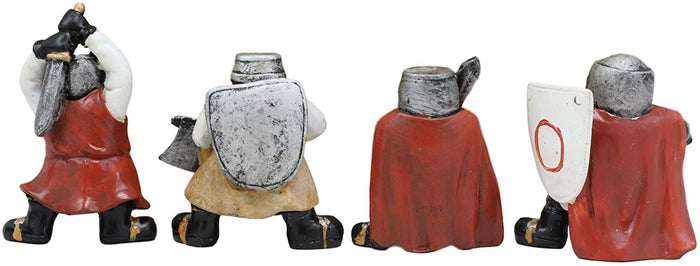 Ebros Gift Ebros Medieval Knights Crusaders With Swords Axe & Shield Figurine Set Of 4