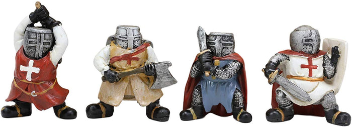 ebros gift Ebros Medieval Knights Crusaders with Swords Axe & Shield Figurine Set of 4