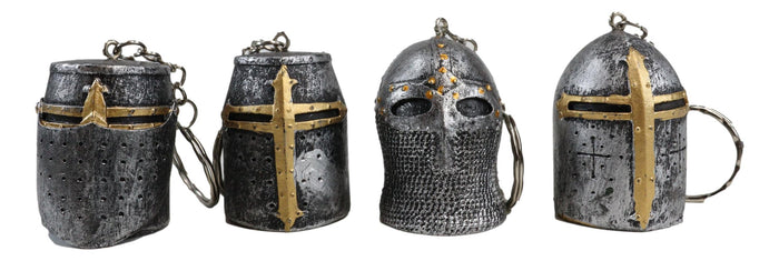 Ebros Gift Ebros Medieval Knights Of The Cross Templar Crusader Mask Keychains Pack Of 4