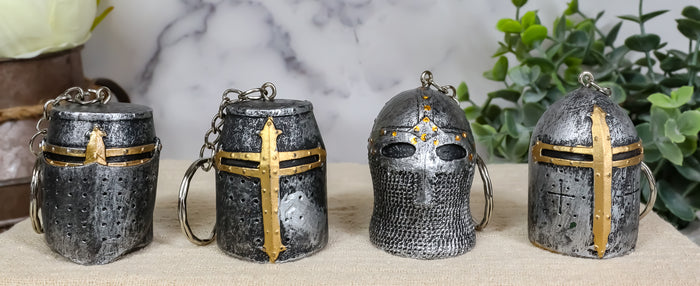 ebros gift Ebros Medieval Knights Of The Cross Templar Crusader Mask Keychains Pack Of 4