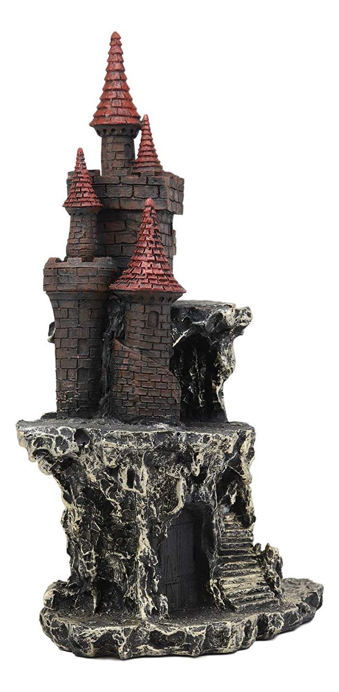 Ebros Gift Ebros Medieval Renaissance Castle Tower Fortress By Rocky Cliff Display Stand Statue With Color Changing LED Night Light 13.25" Tall For Miniature Dragons Decorative Figurine