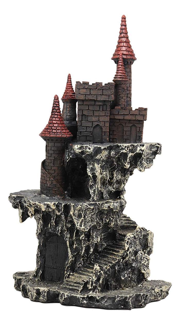 Ebros Gift Ebros Medieval Renaissance Castle Tower Fortress By Rocky Cliff Display Stand Statue With Color Changing LED Night Light 13.25" Tall For Miniature Dragons Decorative Figurine