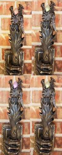 Ebros Gift Ebros Medieval Renaissance Dungeon Dragon Head Scepter Orb Torch 23.5" Long With Color Changing LED Light And Wall Mounted Dragon Claws Holder Wizards And Dragons Sorcery