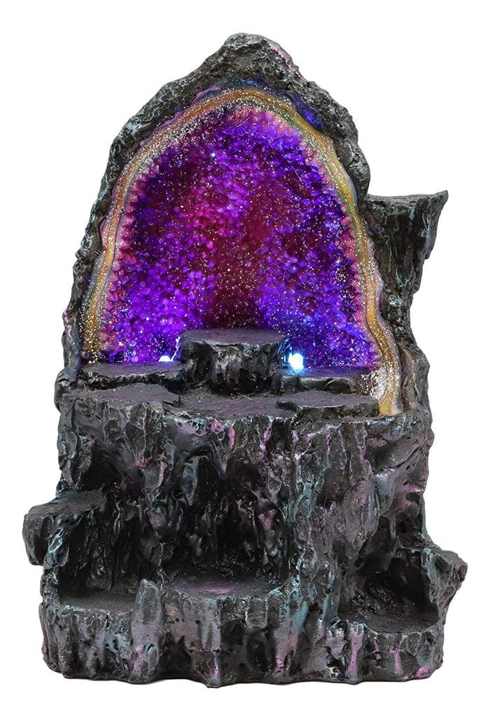 Ebros Gift Ebros Medieval Renaissance Faux Crystal Cave Rock Geode With Color Changing LED Night Light Display Stand Statue 10.5" Tall For Miniature Dragons Decorative Figurine Housing Fantasy Sculptures