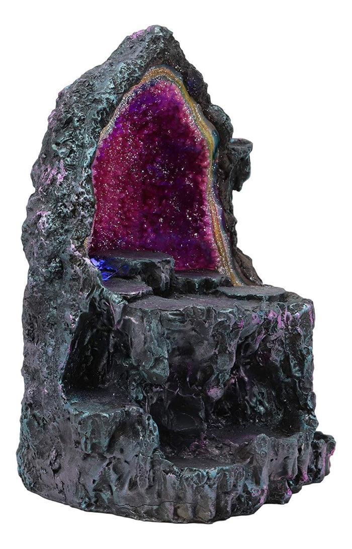 Ebros Gift Ebros Medieval Renaissance Faux Crystal Cave Rock Geode With Color Changing LED Night Light Display Stand Statue 10.5" Tall For Miniature Dragons Decorative Figurine Housing Fantasy Sculptures