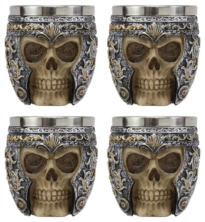 ebros gift Ebros Medieval Roman Centurion Knight Skull With Helmet Tea Coffee Cup Mug Set of 4