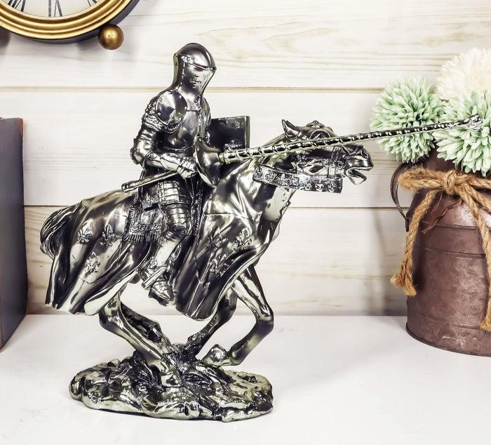 ebros gift Ebros Medieval Suit of Armor Knight Jousting On Horse Statue Medieval Tournament Heavy Cavalry Champion with Lance Decorative Figurine