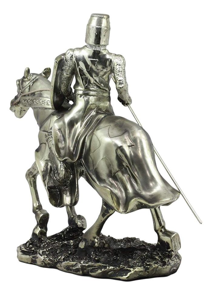Ebros Gift Ebros Medieval Suit Of Armor Knight With Poleaxe On Cavalry Horse Statue 9" Long Medieval Warfare Heavy Cavalry Champion With Pollaxe Decorative Figurine