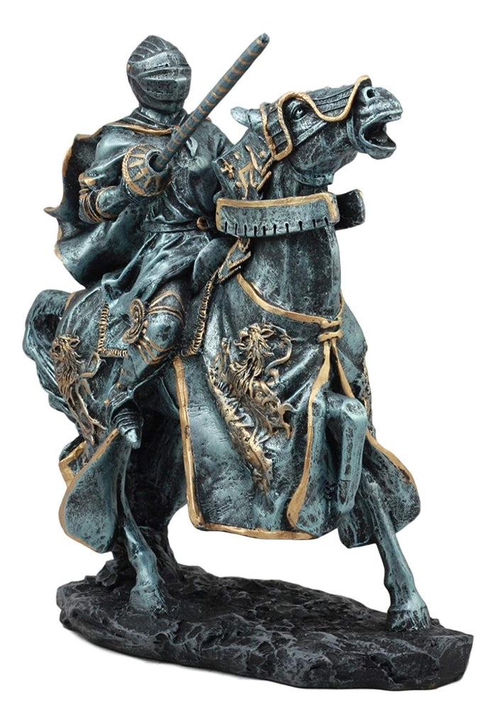 Ebros Gift Ebros Medieval Tournament Jousting Suit Of Armor Knight Charging On Cavalry Horse Statue 11" Tall Renaissance Knighthood Collectible Decor