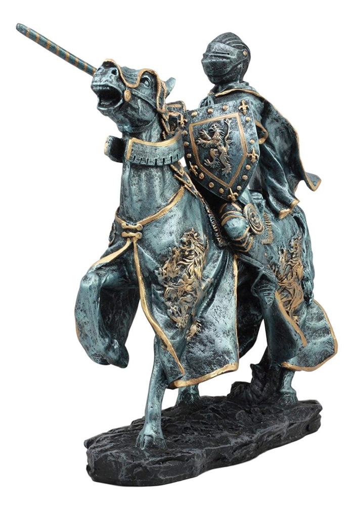 Ebros Gift Ebros Medieval Tournament Jousting Suit Of Armor Knight Charging On Cavalry Horse Statue 11" Tall Renaissance Knighthood Collectible Decor