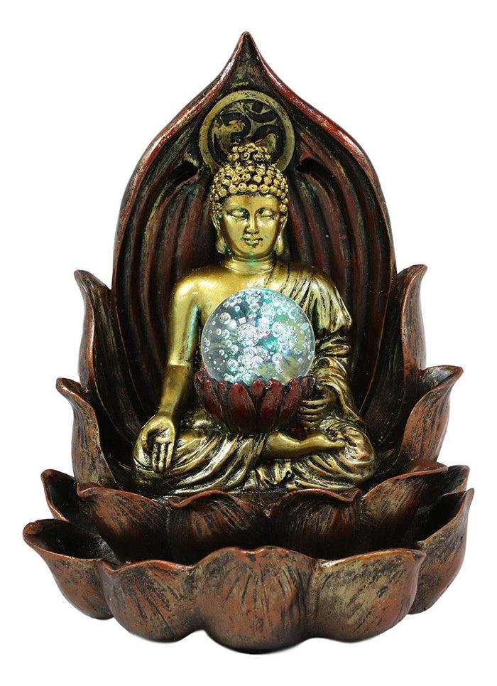 Ebros Gift Ebros Meditating Buddha Amitabha Backflow Incense Burner With LED Globe Light