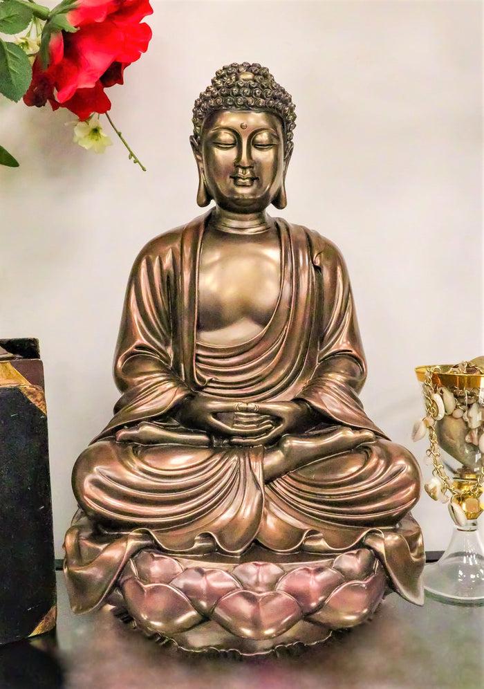 ebros gift Ebros Meditating Buddha On Lotus Throne Statue 15"H Shakyamuni Enlightened One