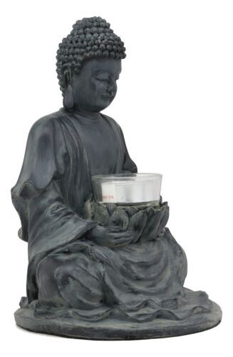 Ebros Gift Ebros Meditating Buddha Shakyamuni On Lotus Seat Tea Light Votive Candle Holder Statue