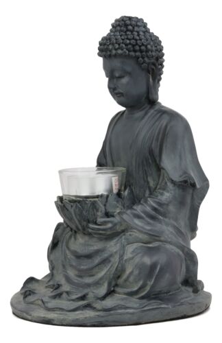Ebros Gift Ebros Meditating Buddha Shakyamuni On Lotus Seat Tea Light Votive Candle Holder Statue