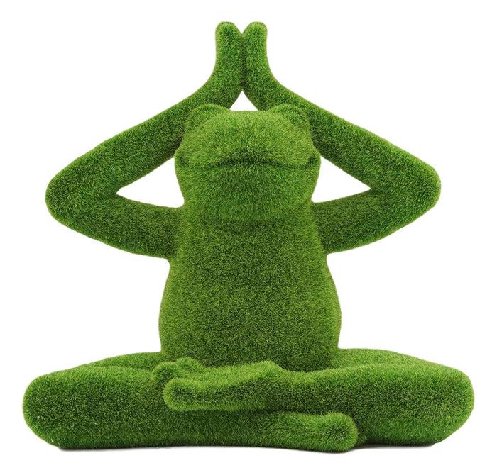 Ebros Gift Ebros Meditating Yoga Frog Garden Statue In Flocked Artificial Moss Finish