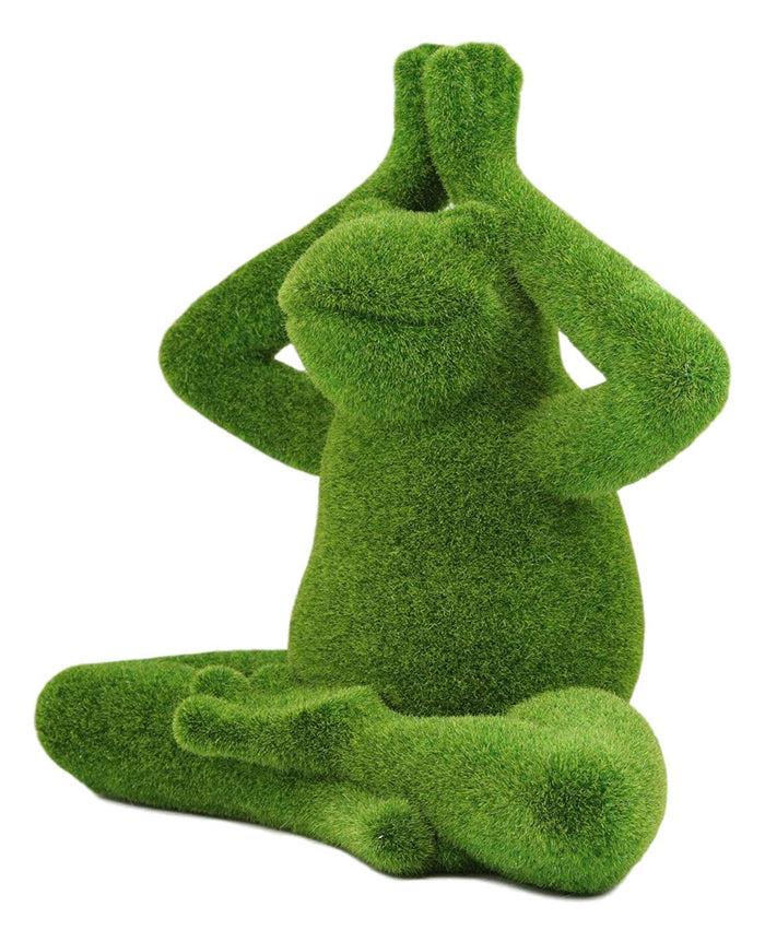 Ebros Gift Ebros Meditating Yoga Frog Garden Statue In Flocked Artificial Moss Finish