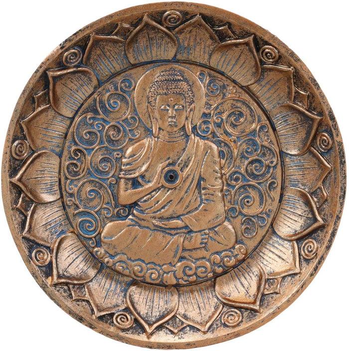 Ebros Gift Ebros Meditation Of Shakyamuni Buddha Incense Stick Holder Burner Round Dish 5"L