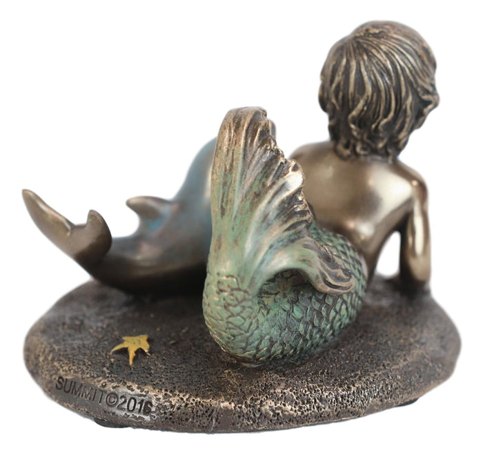 Ebros Gift Ebros Merbaby Dolphin Figurine 3.75" L Small Mermaid Baby Playing With Dolphin