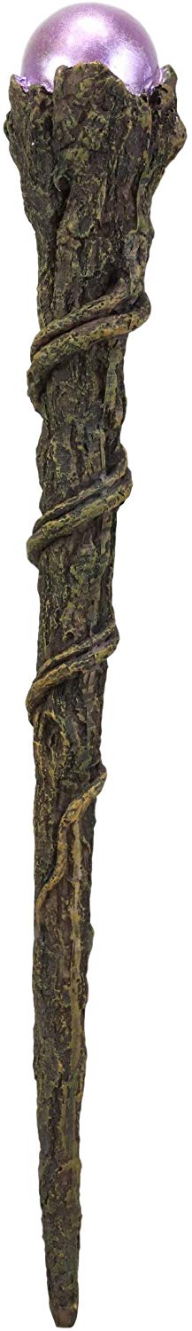 Ebros Gift Ebros Merlin Greenman Cosplay Magic Wand With Purple Orb 14" Long Fantasy Decor