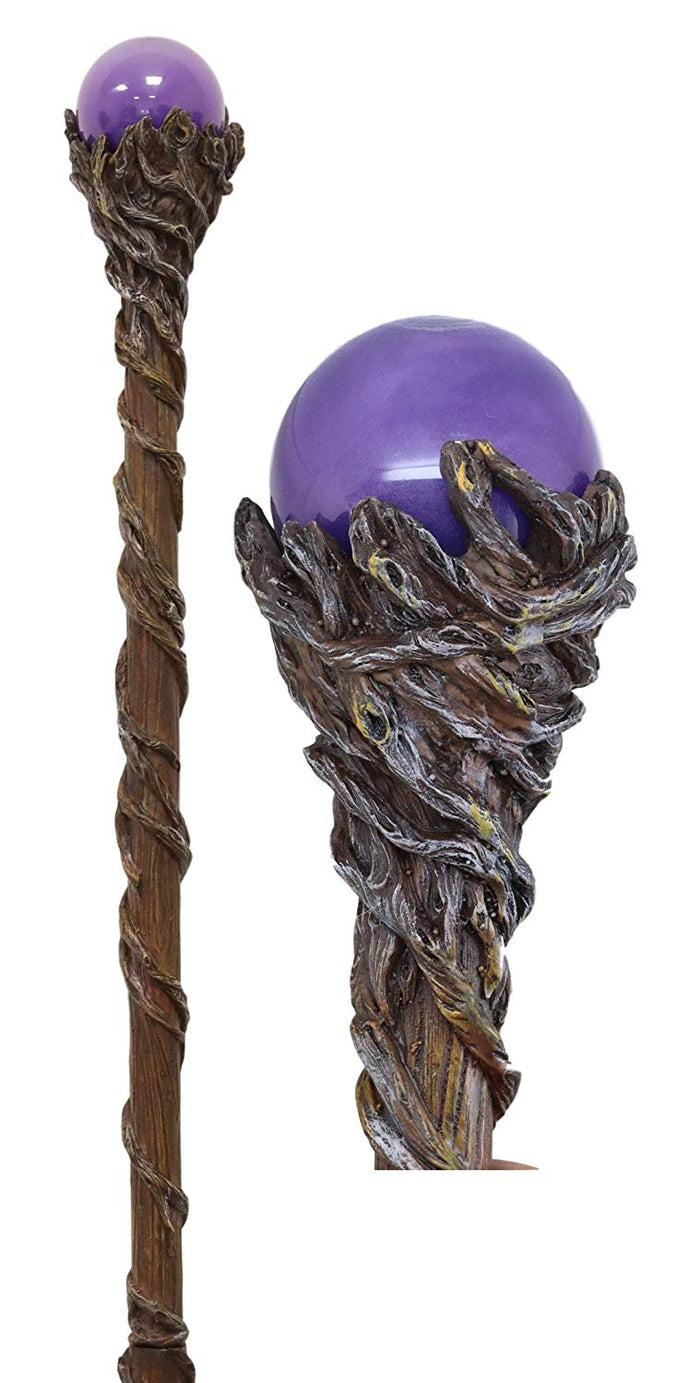 ebros gift Ebros Merlin The Wizard Sorcerer Twisted Vines Staff with Purple Orb Handle 67"L