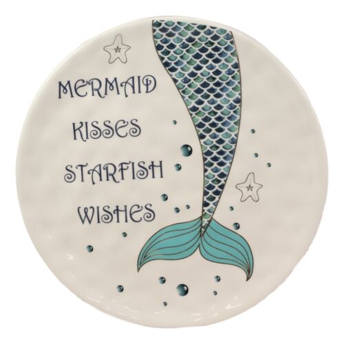 Ebros Gift Ebros Mermaid Kisses Starfish Wishes Ceramic Appetizer Salad Plates Set Of 2