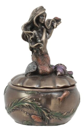 Ebros Gift Ebros Mermaid Sitting On Oyster Sea Shell Small Jewelry Decorative Trinket Box
