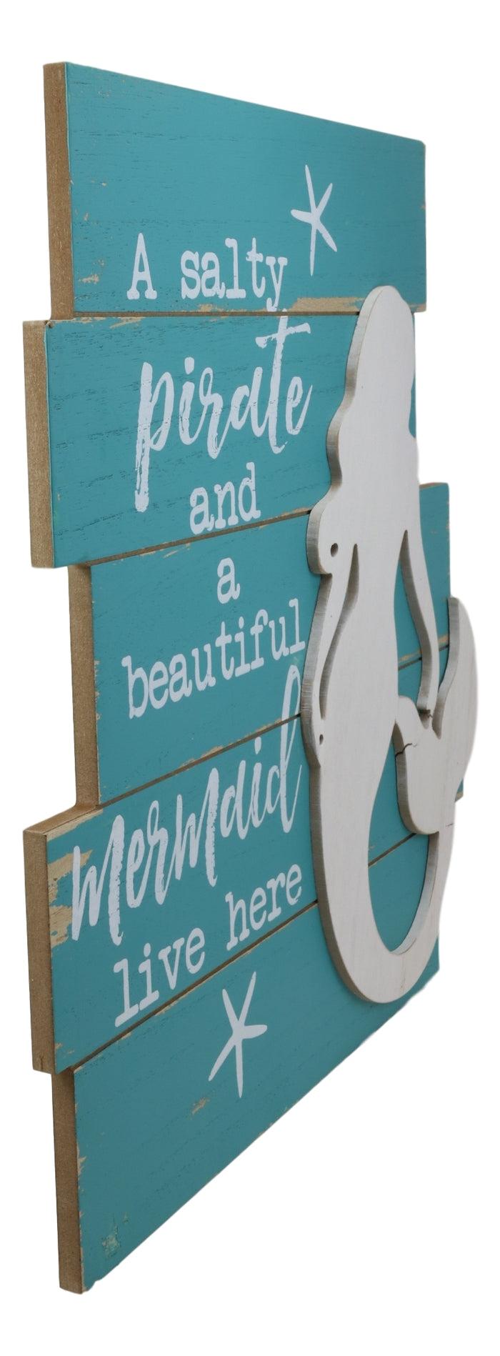 Ebros Gift Ebros Mermaid Starfish Wall Decor A Salty Pirate And Beautiful Mermaid Live Here
