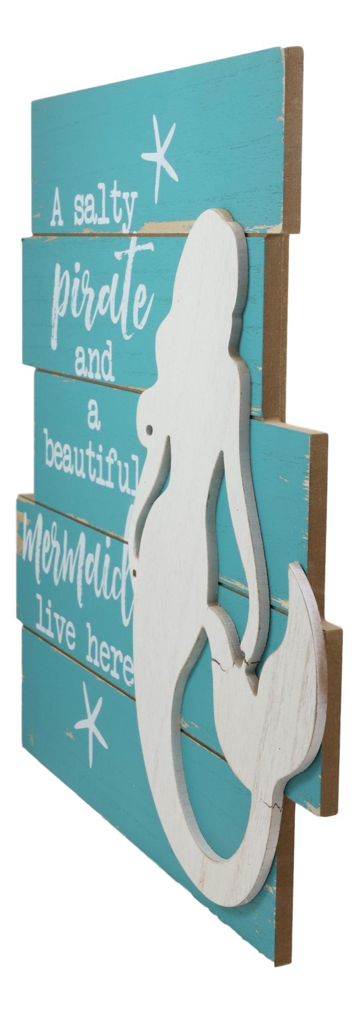 Ebros Gift Ebros Mermaid Starfish Wall Decor A Salty Pirate And Beautiful Mermaid Live Here