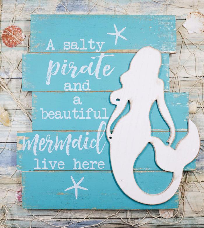 ebros gift Ebros Mermaid Starfish Wall Decor A Salty Pirate And Beautiful Mermaid Live Here