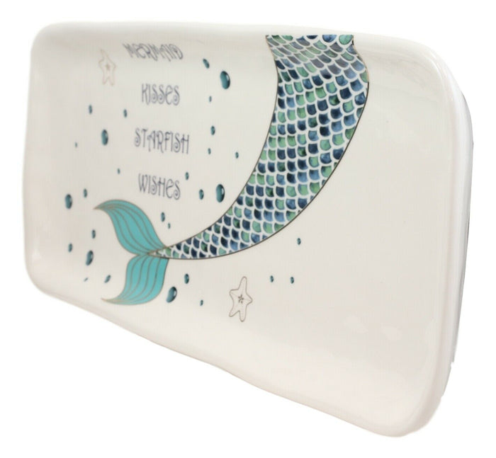 Ebros Gift Ebros Mermaid Tail Kisses Starfish Wishes Ceramic Serving Platter Tray -1 PC
