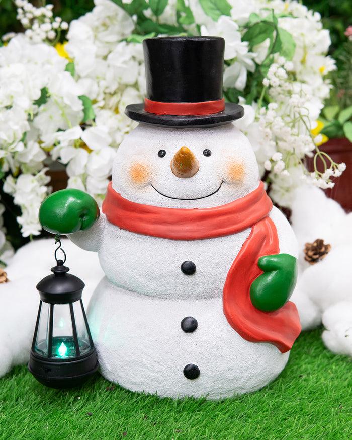 ebros gift Ebros Merry Christmas Frosty The Snowman Statue With Colorful Solar LED Light Lantern