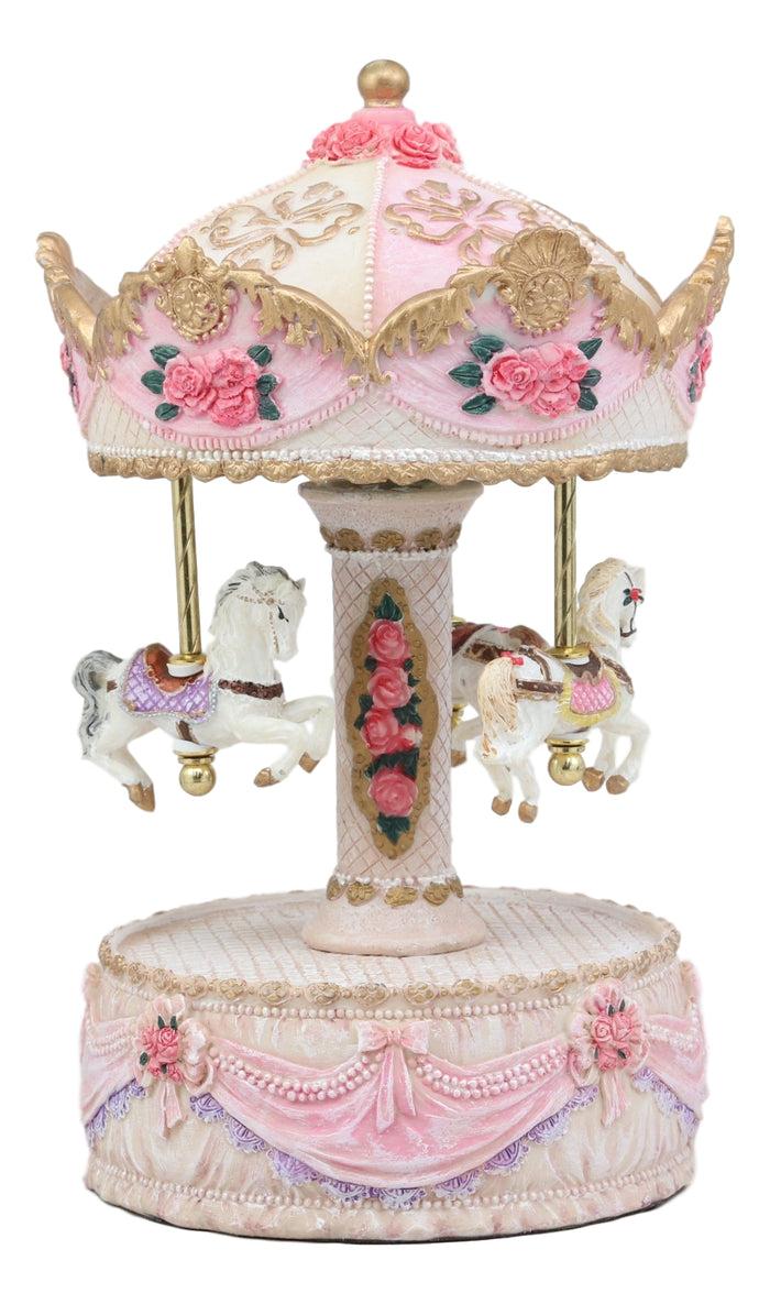 Ebros Gift Ebros Merry Go Round Princess Pink Ponies Musical Carousel With Toyland Tune