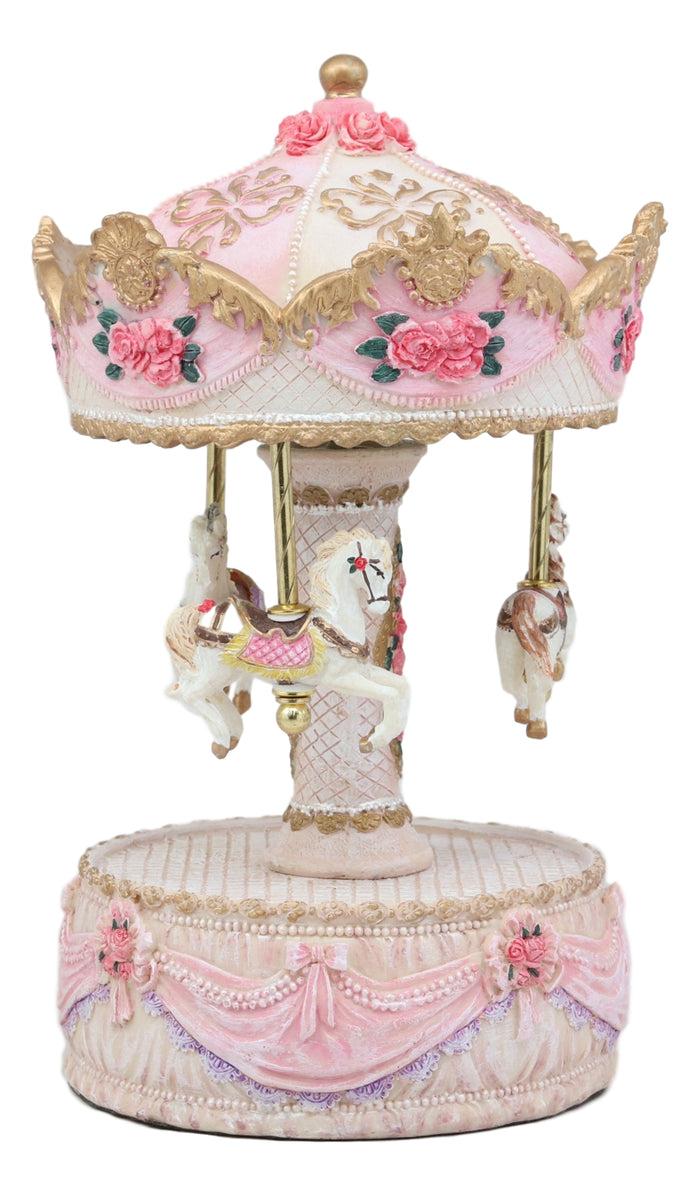 Ebros Gift Ebros Merry Go Round Princess Pink Ponies Musical Carousel With Toyland Tune