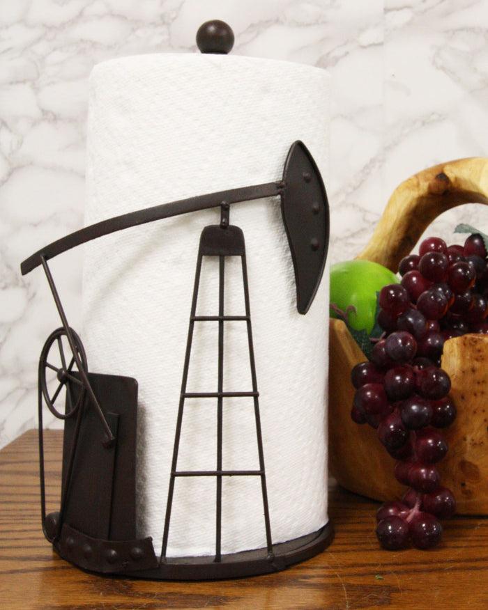 ebros gift Ebros Metal Vintage Oil And Gas Derrick Rig Platform Paper Towel Holder Display Stand