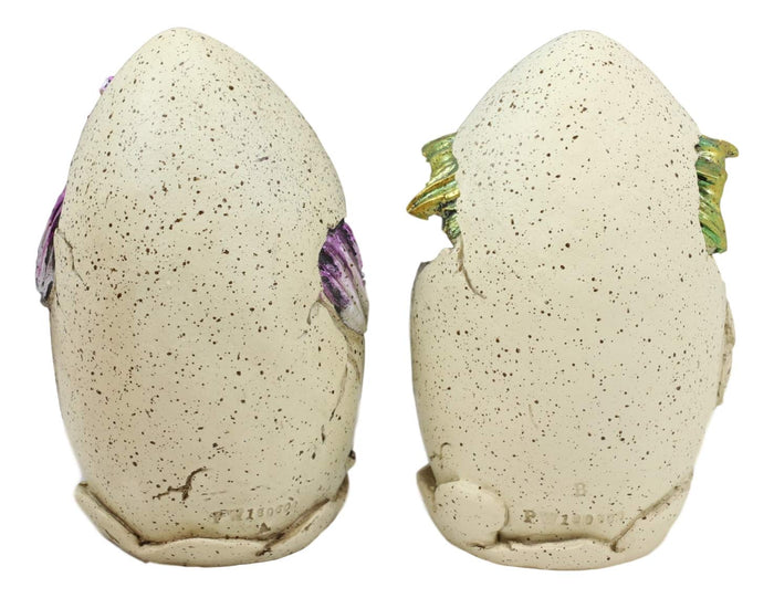 Ebros Gift Ebros Metallic Colorful Medieval Fantasy Egg Hatchling Baby Dragon Wyrmling Twins Figurines Set