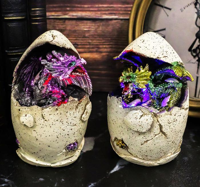 ebros gift Ebros Metallic Colorful Medieval Fantasy Egg Hatchling Baby Dragon Wyrmling Twins Figurines Set