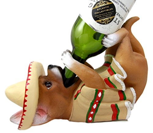 Ebros Gift Ebros Mexican Chihuahua Poncho Sombrero Decorative Wine Bottle Holder Rack