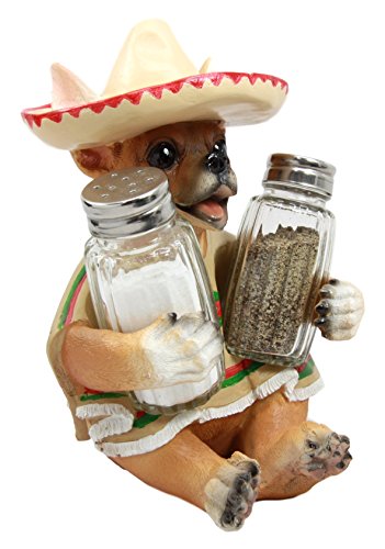 Ebros Gift Ebros Mexican Chihuahua With Sombrero Hat And Serape Salt Pepper Shakers Holder 7"H