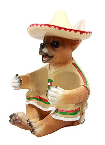 Ebros Gift Ebros Mexican Chihuahua With Sombrero Hat And Serape Salt Pepper Shakers Holder 7"H