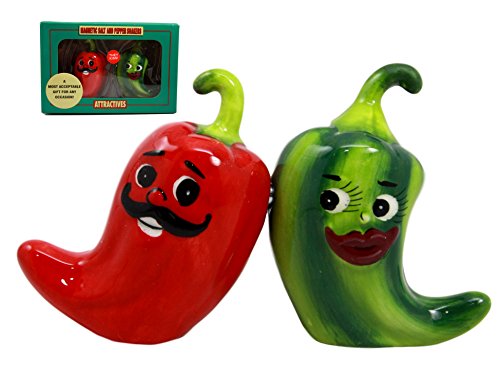 Ebros Gift Ebros Mexican Jalapeno Chili Peppers Magnetic Ceramic Salt Pepper Shakers Set