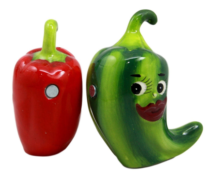 Ebros Gift Ebros Mexican Jalapeno Chili Peppers Magnetic Ceramic Salt Pepper Shakers Set
