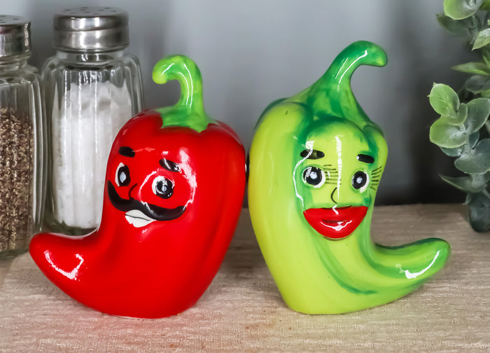 ebros gift Ebros Mexican Jalapeno Chili Peppers Magnetic Ceramic Salt Pepper Shakers Set