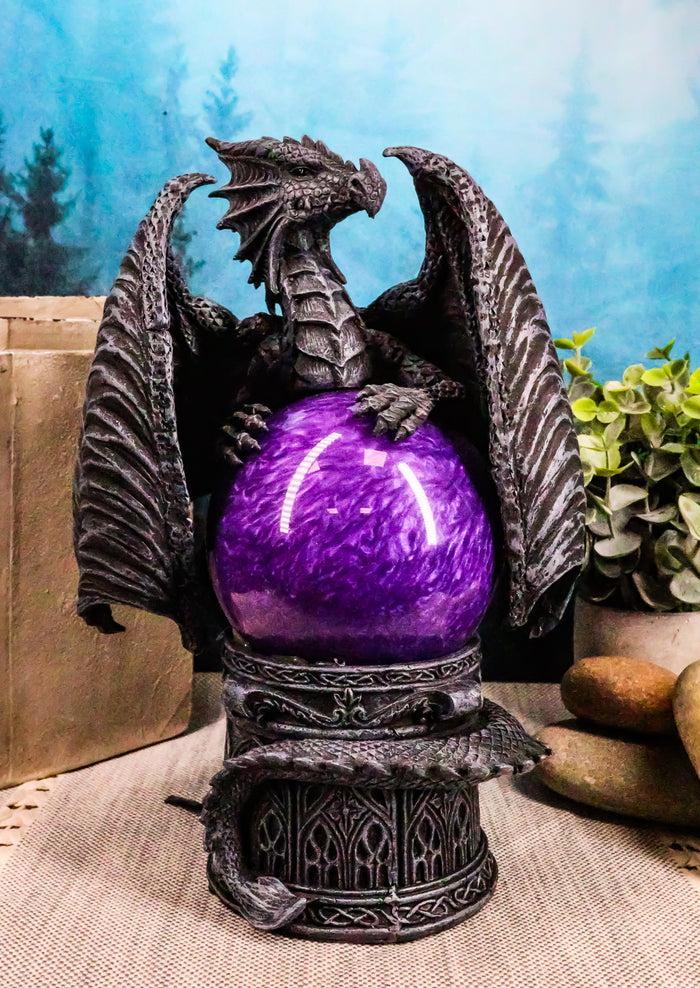ebros gift Ebros Midnight Climbing Winged Dragon Purple Blood Sandstorm Ball Statue 10"H