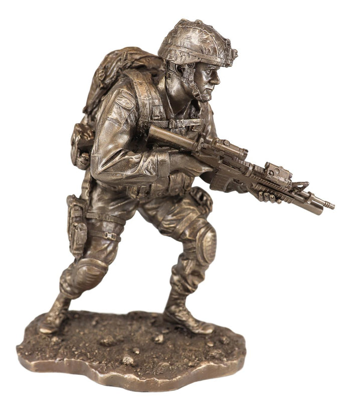 Ebros Gift Ebros Military Marine Infantry Soldier With Rifle Taking Ground Statue 9.5"Tall