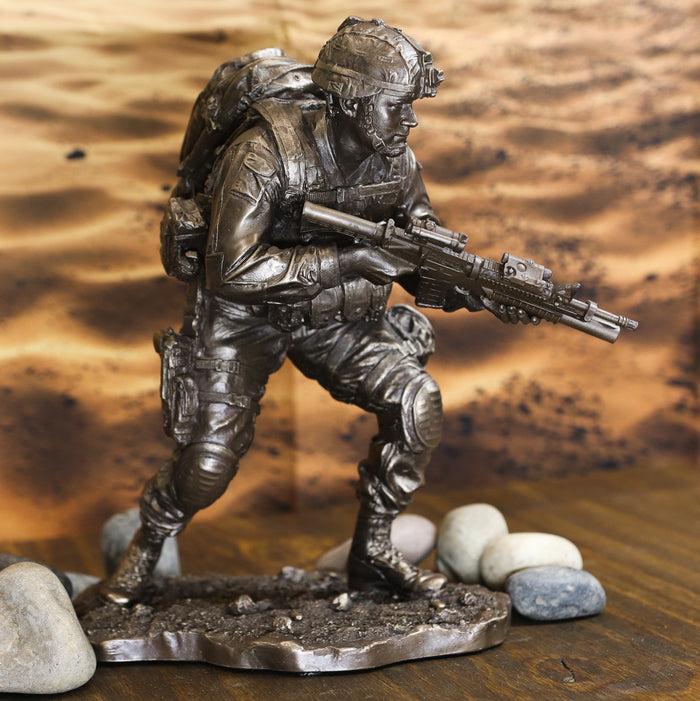 Ebros Gift Ebros Military Marine Infantry Soldier With Rifle Taking Ground Statue 9.5"Tall