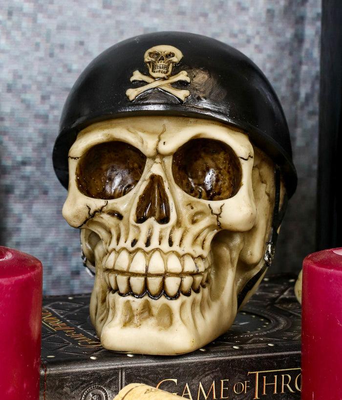 ebros gift Ebros Military Skull With Crossbones Helmet Gear Figurine 5"H Skeleton Cranium Skulls