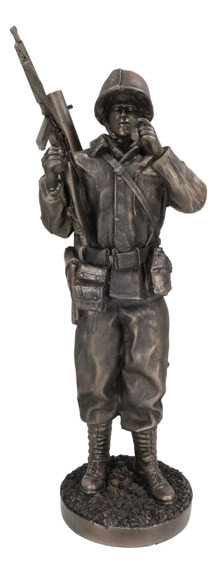 Ebros Gift Ebros Military WW2 Staff Sergeant Squad Commander Smoking Cigar Statue Military War Era Soldier Decorative Figurine 13.25"Tall
