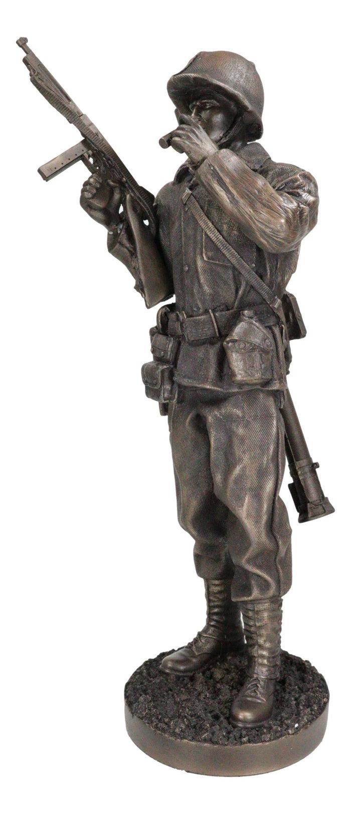 Ebros Gift Ebros Military WW2 Staff Sergeant Squad Commander Smoking Cigar Statue Military War Era Soldier Decorative Figurine 13.25"Tall